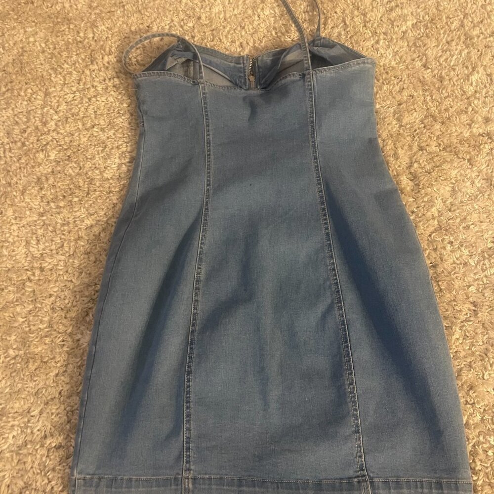 Forever 21 Denim Zip Front Bodycon Mini Dress (M) | NWOT - Picture 10 of 10